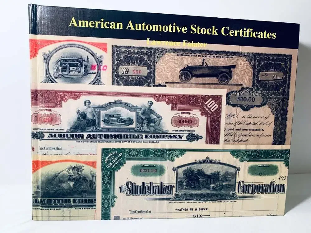 Book American Automotive Stock Certificates Lawrence Falater reference book